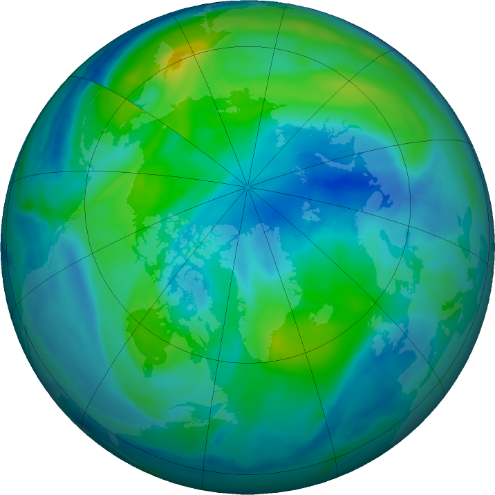Arctic ozone map for 07 October 2020